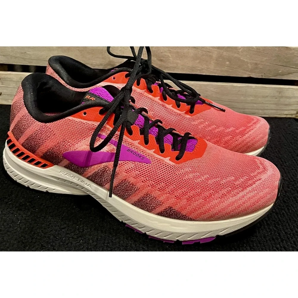 Brooks Ravenna Shoes Womens Size 9.5 Pink Orange Running‎ GuideRails 1202861B615